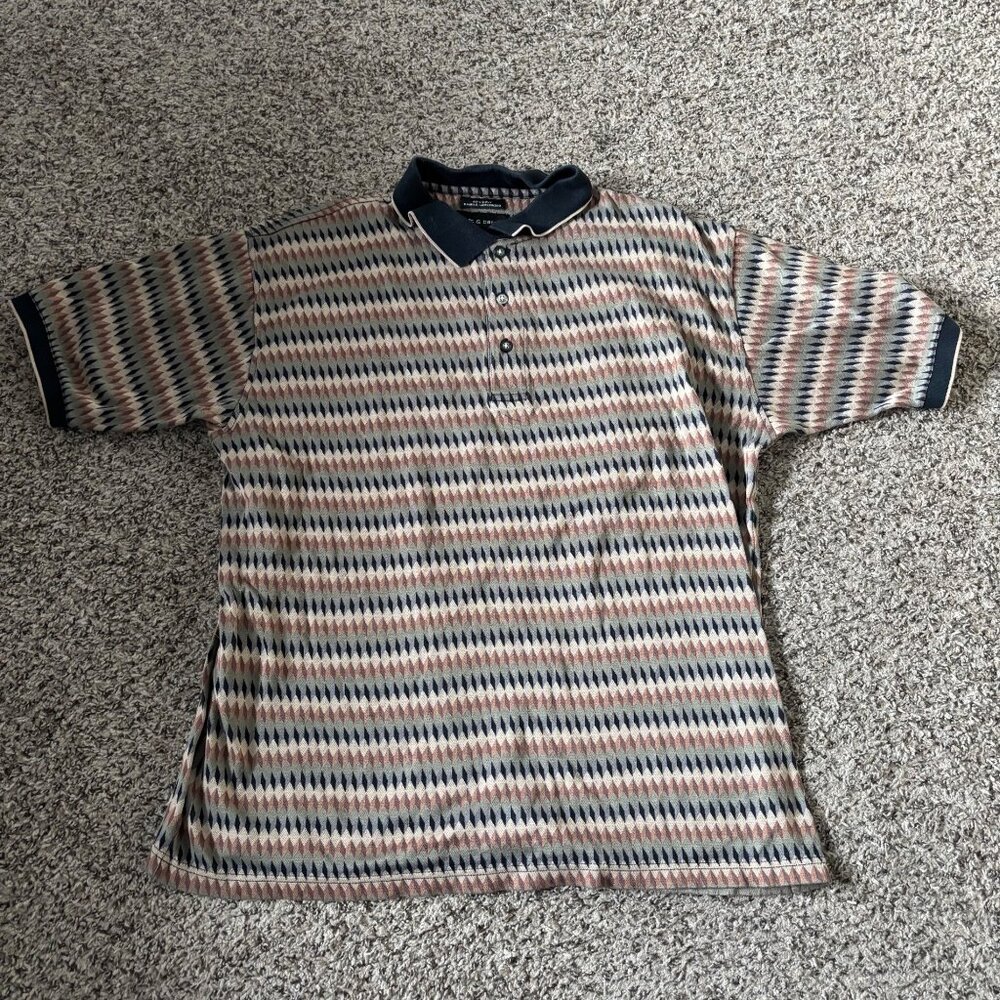 Vintage Croft & Barrow Polo Shirt XLT 60s 2-Ply Cotton Diamond Pattern Short Sle